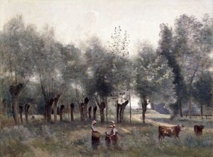 Vrouwen in een veld van wilgen, 1860-65
