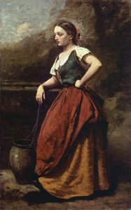 Jonge vrouw bij de put door Jean Baptiste Camille Corot
