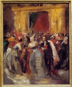 Bal kostuum in het paleis van de Tuilerieën: Napoleon III (1808-1873) en de Gravin van Castiglione (1837-1899, beroemde Italiaanse courtisane) door Jean Baptiste Carpeaux