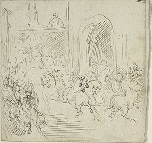 Paardrijden in een stad door Jean Baptiste Carpeaux