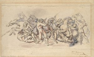 Start van de race van de Barberi paarden, Rome, 1860 door Jean Baptiste Carpeaux