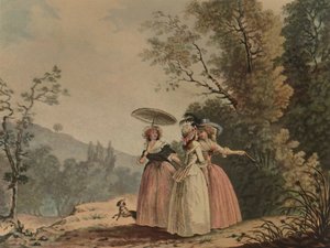 La Graces Parisiennes Au Bois De Vincennes, 1790, 1913 door Jean Baptiste Chapuy