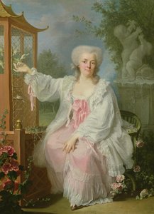 Portret van een dame bij een pagode door Jean Baptiste Charpentier