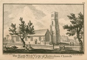 Het noordwestelijke uitzicht van Tottenham Church, Londen