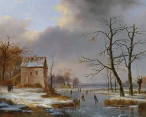 Schaatsen op een bevroren rivier