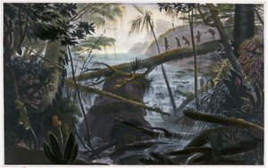 Indianen steken de Parahiba-rivier over