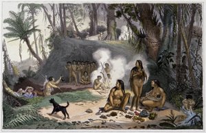 Indianen in Brazilië door Jean Baptiste Debret
