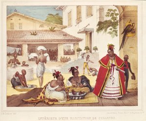 Interieur van een zigeunerhuis, Brazilië door Jean Baptiste Debret