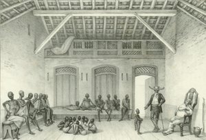 Winkel voor de verkoop van slaven, 1835 door Jean Baptiste Debret