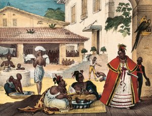 Vrouwen Guarani, interieur van een zigeunerhuis, Brazilië door Jean Baptiste Debret