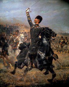 In batterij, cavaleriecharge (1870)