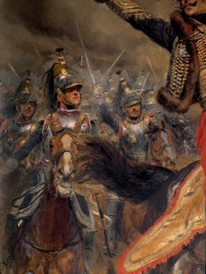 Napoleontische Oorlog: De laatste charge van Generaal Antoine Charles Graaf van Lasalle (1775-1809), gedood bij Wagram op 6 juli door Jean Baptiste Edouard Detaille