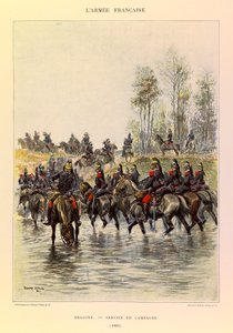 Typen en uniformen van het Franse leger van kapitein Jules Richard, geïllustreerd door Edouard Detaille (1848-1912): Draken; Veldservice in 1885, Privécollectie