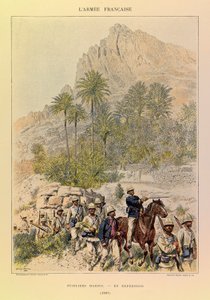 Types en uniformen van het Franse leger van Kapitein Jules Richard, geïllustreerd door Edouard Detaille: Fusiliers Marins op expeditie in 1887 door Jean Baptiste Edouard Detaille