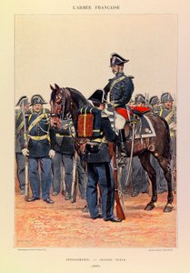 Typen en uniformen van het Franse leger van Kapitein Jules Richard, geïllustreerd door Edouard Detaille: Gendarmerie in grote tenue in 1887, Particuliere Collectie door Jean Baptiste Edouard Detaille