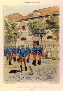 Typen en uniformen van het Franse leger van kapitein Jules Richard, geïllustreerd door Edouard Detaille (1848-1912): Jagers te paard; Parade in 1886 door Jean Baptiste Edouard Detaille