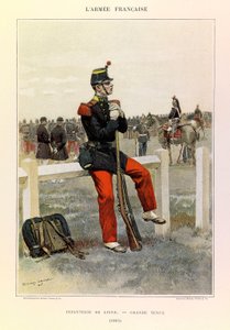 Typen en uniformen van het Franse leger van kapitein Jules Richard, geïllustreerd door Edouard Detaille (1848-1912): Infanterie in groot tenue in 1885