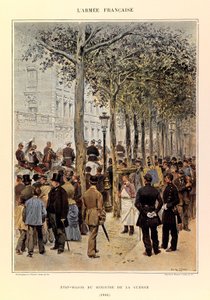 Typen en uniformen van het Franse leger van Kapitein Jules Richard, geïllustreerd door Edouard Detaille (1848-1912): Staf van de Minister van Oorlog in 1884, Privécollectie door Jean Baptiste Edouard Detaille