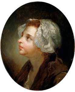 Hoofd van een meisje, 18e eeuw door Jean Baptiste Greuze
