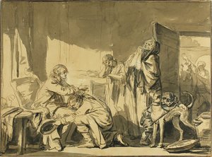 De vaderlijke zegen of het vertrek van Basile door Jean Baptiste Greuze
