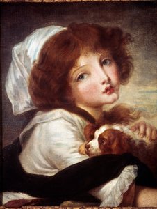 Jong meisje met kleine hond door Jean Baptiste Greuze
