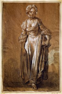 Staand meisje, tekening door Jean-Baptiste Greuze door Jean Baptiste Greuze