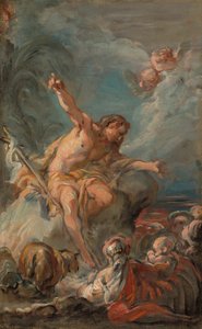 Sint Johannes de Doper predikend in de woestijn door Jean Baptiste Henri Deshays