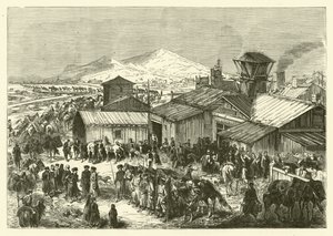Russische handelspost in Kashgar door Jean Baptiste Henri Durand Brager