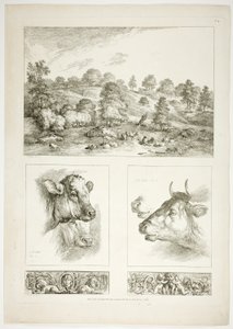 Plaat vier van 38 uit Oeuvres de J. B. Huet door Jean Baptiste Huet