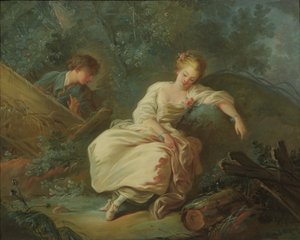 Jong Stel in een Landschap door Jean Baptiste Huet