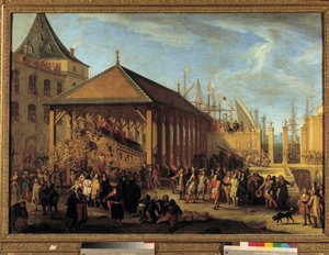 Jean Baptiste Colbert (1651-1690) Markies de Seignelay en Louis Victor de Rochechouart, Hertog van Mortemart en Vivonne (1636-1688), generaal van de galeien en admiraal van de marine van de Levant, bezoeken de Galere Reale door Jean Baptiste I de La Rose