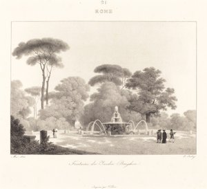 Fontein van de Borghese Tuin door Jean Baptiste Isabey