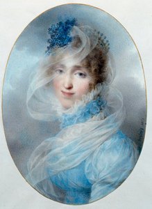 Portret van koningin Hortense de Beauharnais (1783-1837). Ze is de dochter van keizerin Josephine de Beauharnais en de moeder van de toekomstige Napoleon III. Aquarel door Jean Baptiste Isabey (1813) Malmaison, musee du chateau door Jean Baptiste Isabey