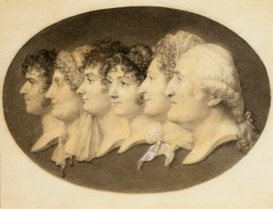 Profielportret van Augustin en zijn familie door Jean Baptiste Jacques Augustin