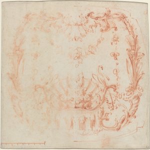Rococo Muurontwerp met een Fontein en Zwanen door Jean Baptiste Joseph Pater