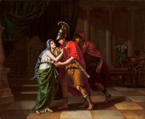 Electra ontvangt de as van haar broer, Orestes, 1826-27 door Jean Baptiste Joseph Wicar