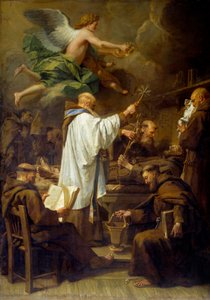 De dood van Sint Franciscus van Assisi (1181-1226). Schilderij door Jean Jouvenet (1644-1717) 18e eeuw Rouen, Musée des Beaux Arts