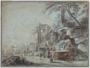 Bij een Fontein door Jean Baptiste Lallemand
