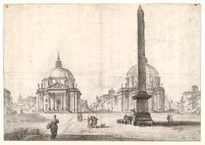Piazza del Popolo, Rome door Jean Baptiste Lallemand
