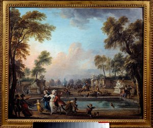 De aanval van de Prins van Lambesc in de Jardin des Tuileries op 12 juli door Jean Baptiste Lallemand
