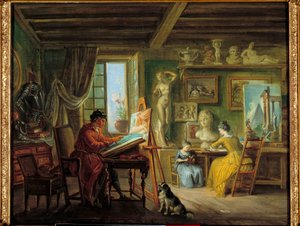 Het atelier van de schilder door Jean Baptiste Lallemand