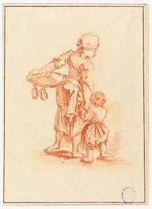 Een Vrouw die een Kind Leidt door Jean Baptiste Le Prince