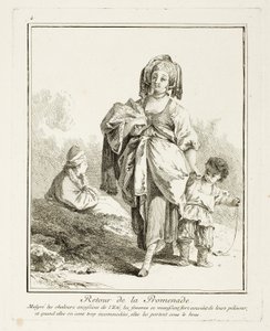 Terugkeerwandeling, plaat vier uit Suite de Divers Habillements de Peuples du Nord door Jean Baptiste Le Prince