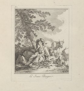 De jonge herderin, plaat twee uit Divers Habillements des Peuples du Nord door Jean Baptiste Le Prince