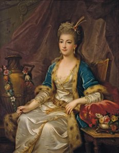 Portret van een zittende vrouw gekleed "à la russe"