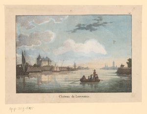 Gezicht op Slot Loevestein vanaf de Waal door Jean Baptiste Madou (possibly)