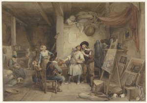 Adriaen Brouwer bij zijn leerling J. van Craesbeek door Jean Baptiste Madou