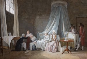 Madame Royale genezen door Brunier op 24 januari 1793. De koninklijke familie in de Tempelgevangenis door Jean Baptiste Mallet