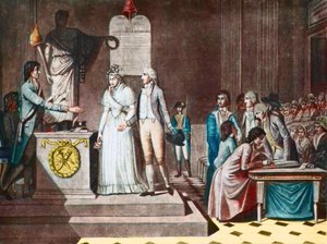 Het Republikeinse Huwelijk (na de aquatint van Jean-Baptiste Mallet) door Jean Baptiste Mallet