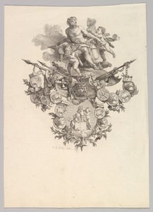 Vignet met Hephaestus en Putti door Jean Baptiste Marie Huet